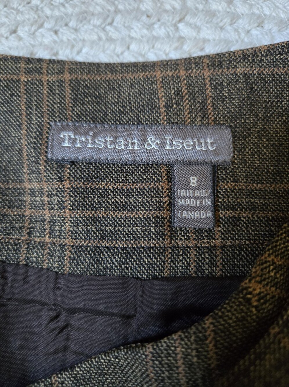 Tristan & Iseut Vintage Brown Plaid Pencil Skirt Dark Academia Preppy Classic 8 - Picture 8 of 15